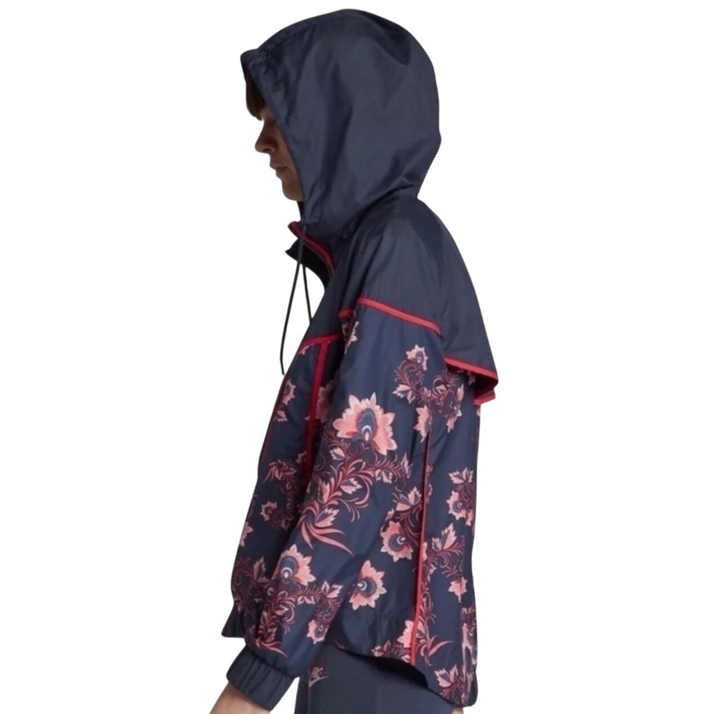 Nike Sportswear Women Large Lar‎ Floral Windrunner Jacket Navy Pink Hooded Zip